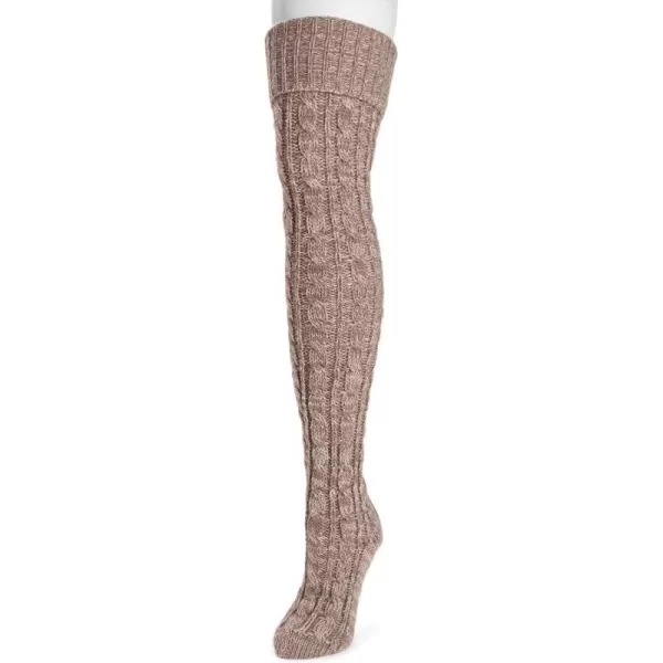 MUK LUKS womens Womens Cable Knit Over the Knee SocksDriftwoodPearl