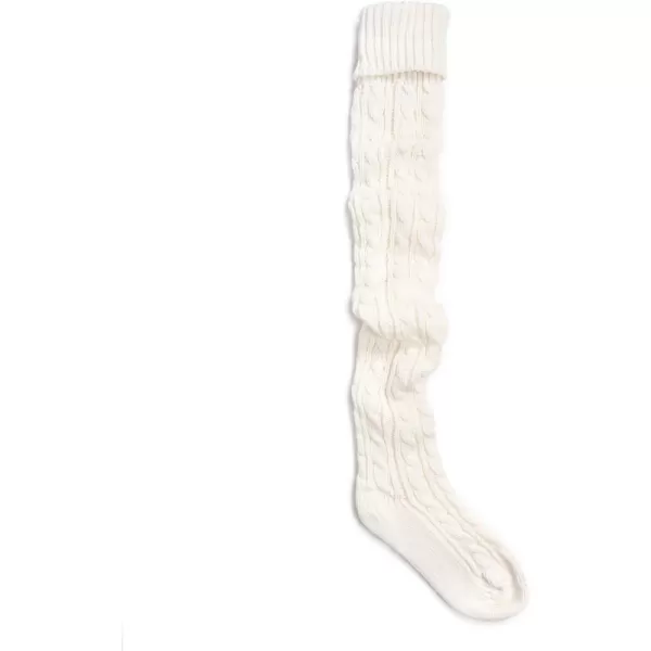 MUK LUKS womens Womens Cable Knit Over the Knee SocksIvory