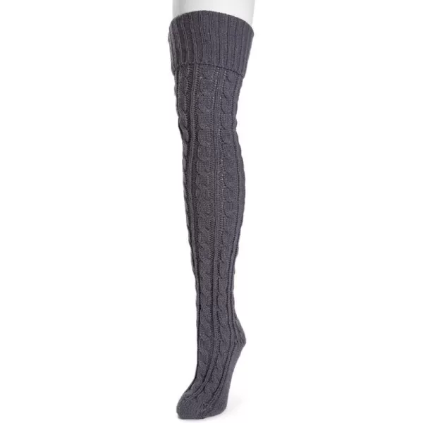 MUK LUKS womens Womens Cable Knit Over the Knee SocksPewter