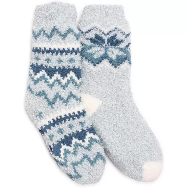 MUK LUKS Womens Cozy Sherpa Lined Cabin Sock 2 Pair PackCameo BluIvry