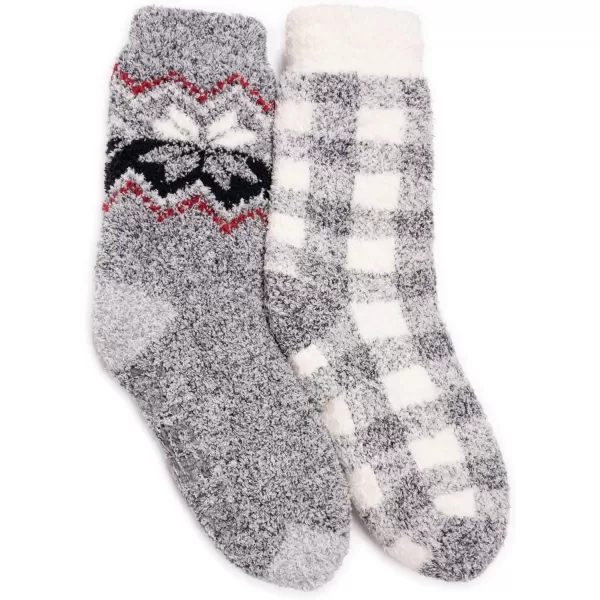 MUK LUKS Womens Cozy Sherpa Lined Cabin Sock 2 Pair PackEbonyIvory