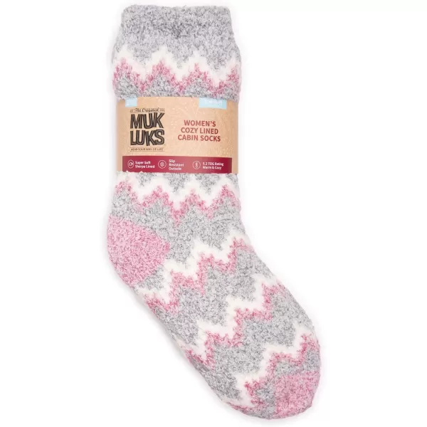 MUK LUKS Womens Cozy Sherpa Lined Cabin Sock 2 Pair PackMd Grey Hthr