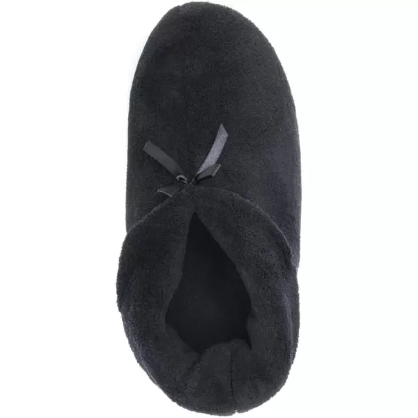 MUK LUKS Womens Micro Chenille Boot with Satin Bow SlipperBlack