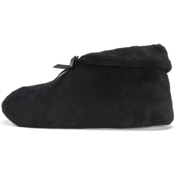 MUK LUKS Womens Micro Chenille Boot with Satin Bow SlipperBlack