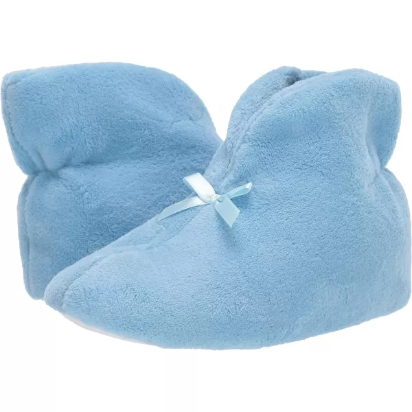 MUK LUKS Womens Micro Chenille Boot with Satin Bow SlipperBlue Mist