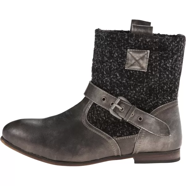 Muk Luks Womens MEEAH Short Buckle BootDistressed Black