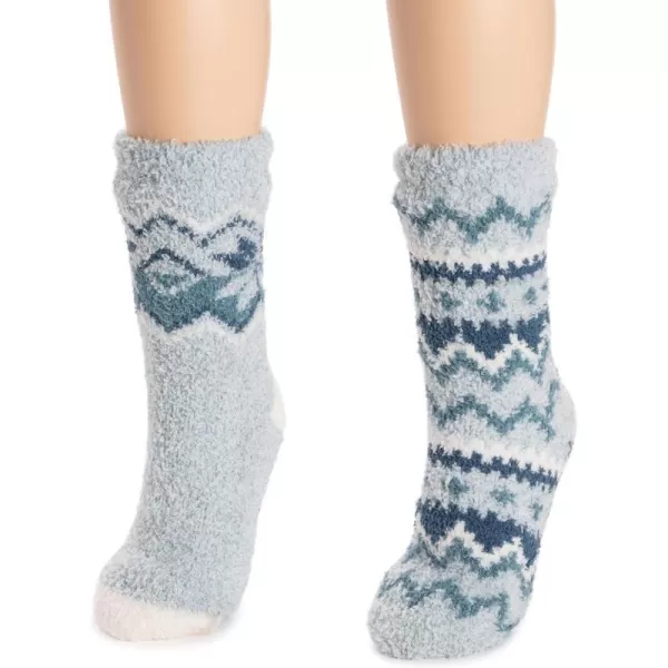 MUK LUKS Womens Cozy Sherpa Lined Cabin Sock 2 Pair PackCameo BluIvry