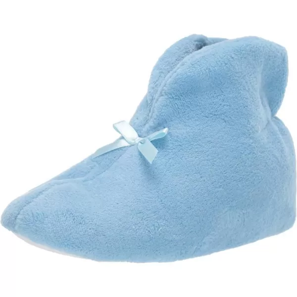 MUK LUKS Womens Micro Chenille Boot with Satin Bow SlipperBlue Mist