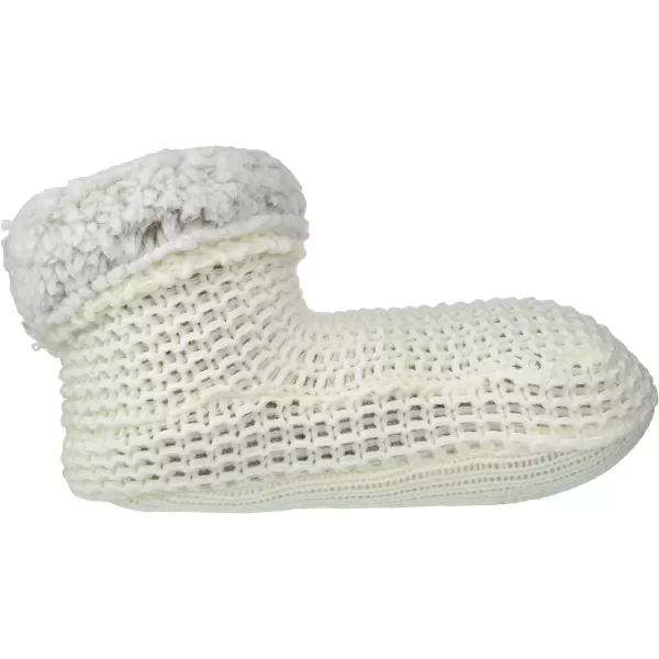 MUK LUKS Womens Sherpa Cuff Bootie SlipperIvory