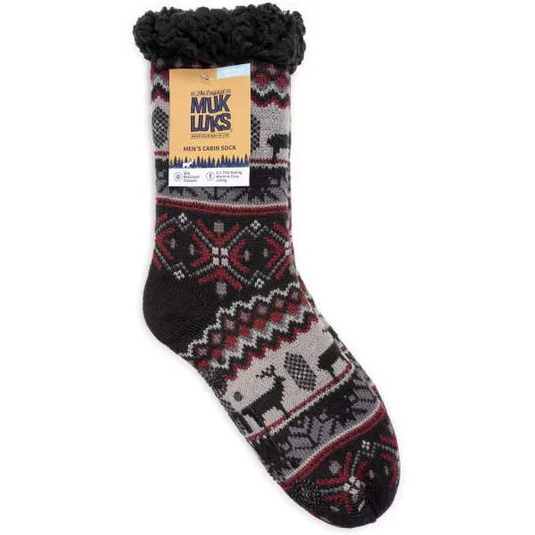 MUK LUKS Mens Cabin SockEbonyCinder