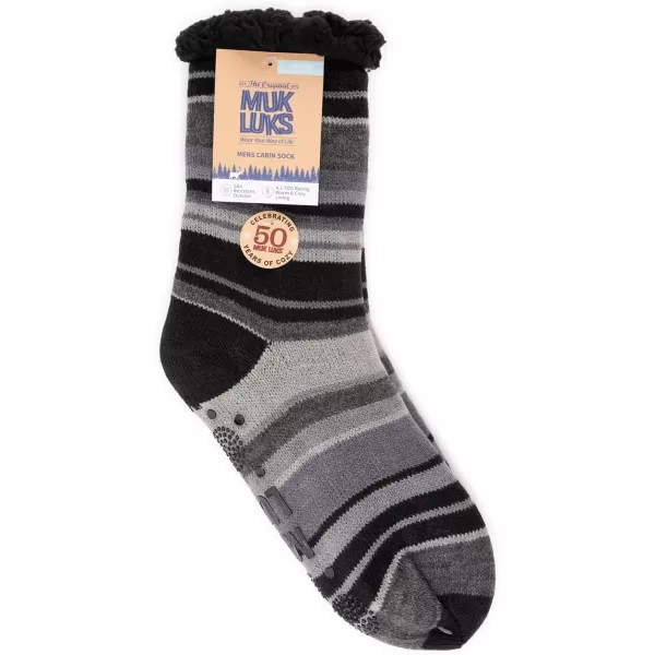 MUK LUKS Mens Cabin SockGrey Stripe