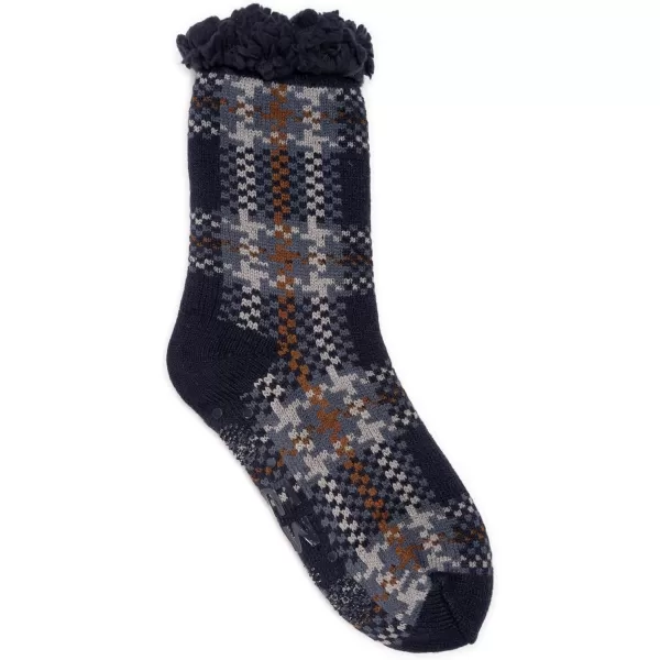 MUK LUKS Mens Cabin SockPlaid Navy