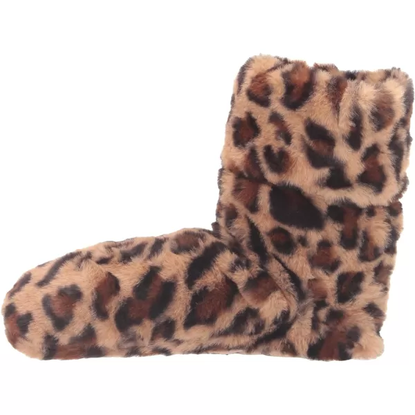 MUK LUKS Womens Faux Fur Slipper SockNatural Leopard