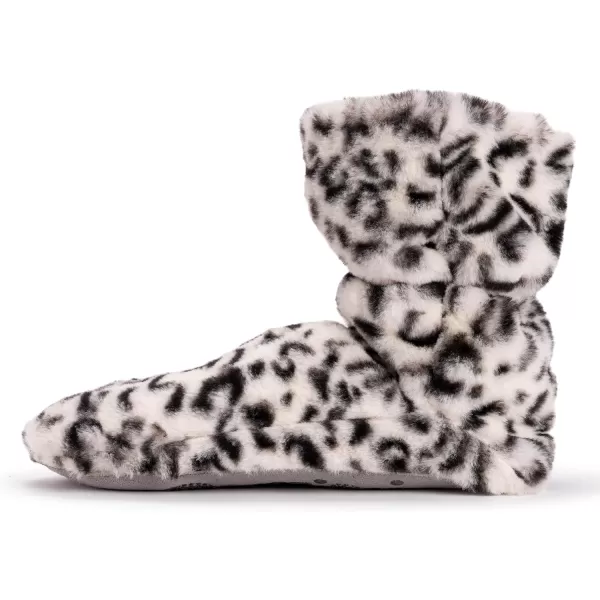 MUK LUKS Womens Faux Fur Slipper SockSnow Leopard