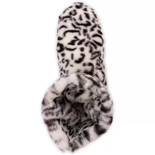 MUK LUKS Womens Faux Fur Slipper SockSnow Leopard