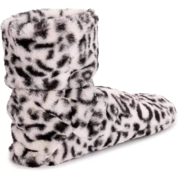 MUK LUKS Womens Faux Fur Slipper SockSnow Leopard