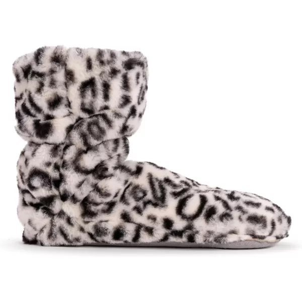 MUK LUKS Womens Faux Fur Slipper SockSnow Leopard