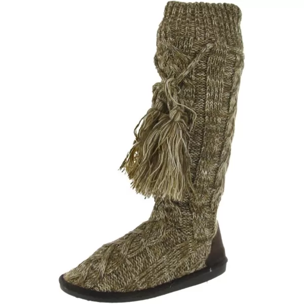 MUK LUKS Womens Marled Celtic Cable BootieCamel Marl