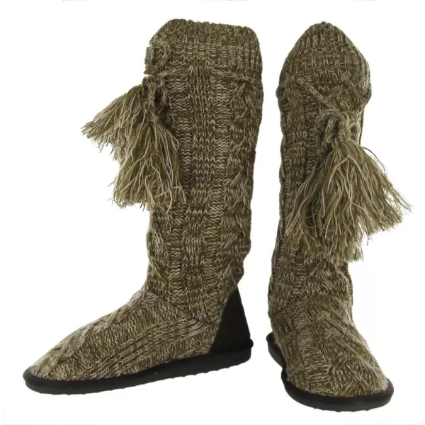 MUK LUKS Womens Marled Celtic Cable BootieCamel Marl