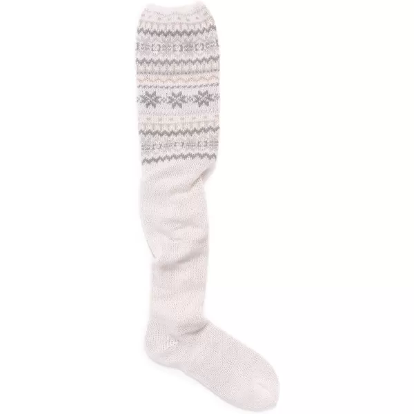 MUK LUKS Womens Patterned Cuff Over The Knee SocksIvory