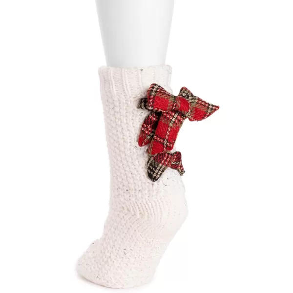 MUK LUKS womens Womens Ribbon Cabin SocksIvoryRed