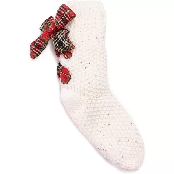 MUK LUKS womens Womens Ribbon Cabin SocksIvoryRed