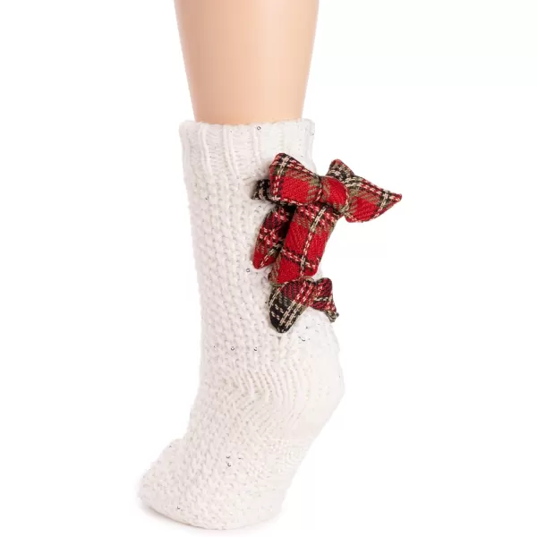 MUK LUKS womens Womens Ribbon Cabin SocksIvoryRed