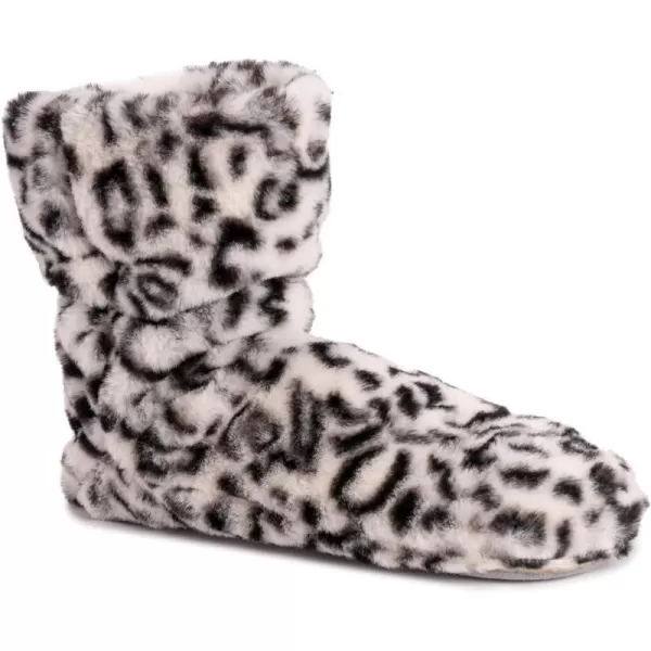 MUK LUKS Womens Faux Fur Slipper SockSnow Leopard