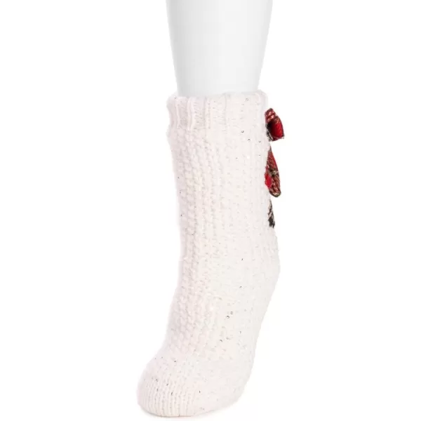 MUK LUKS womens Womens Ribbon Cabin SocksIvoryRed