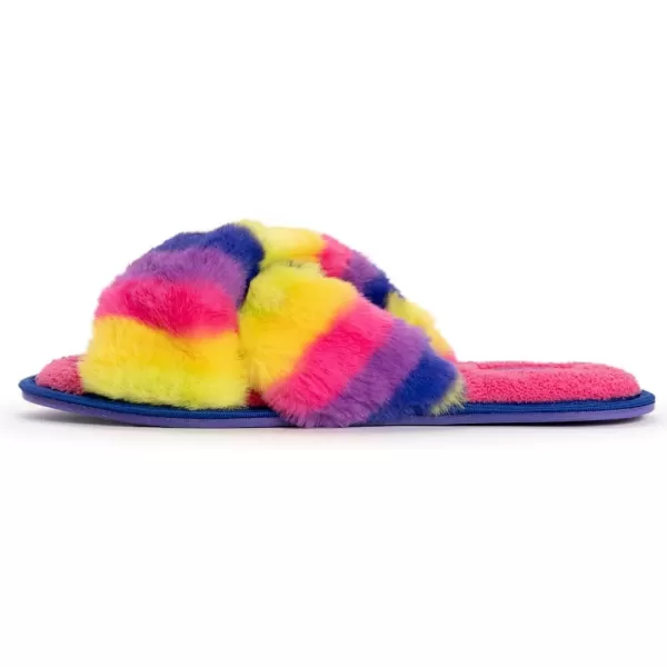 MUK LUKS LUKEES Womens Lara SlippersFuchsia Rainbow Multi