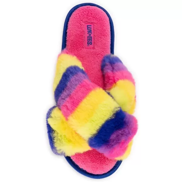 MUK LUKS LUKEES Womens Lara SlippersFuchsia Rainbow Multi