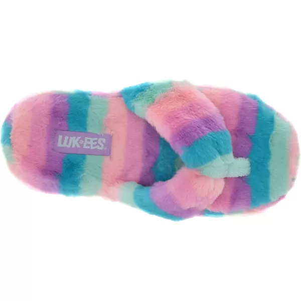 MUK LUKS LUKEES Womens Myka Thong SlippersRainbow Stripe