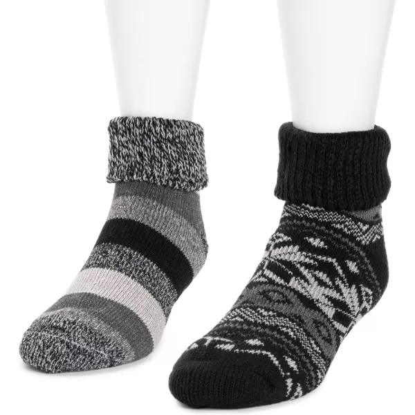 MUK LUKS Mens 2 Pair Pack Short Heat RetainerBlack