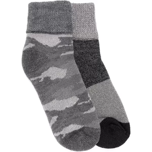 MUK LUKS Mens 2 Pair Pack Short Heat RetainerGrey Camo