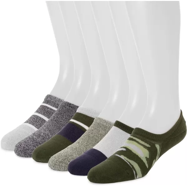 MUK LUKS Mens 6 Pack No Show Sport SocksOlive