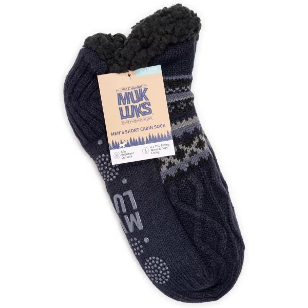 MUK LUKS Mens Ankle Cabin SoxNavy Frsle