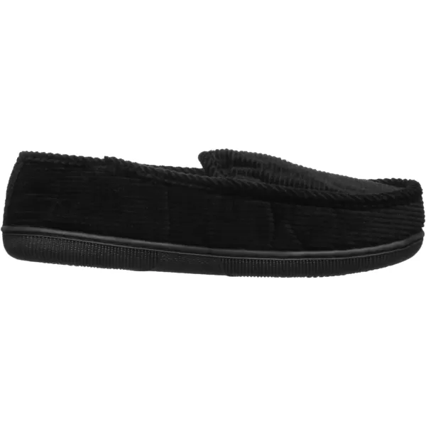 MUK LUKS Mens Corduroy Moccasin with Flannel Lining SlipOn LoaferBlack