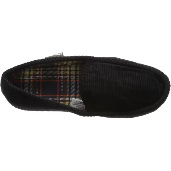 MUK LUKS Mens Corduroy Moccasin with Flannel Lining SlipOn LoaferBlack