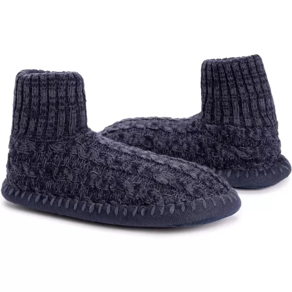 MUK LUKS Mens Cuffed Slipper BootNavyTwilight