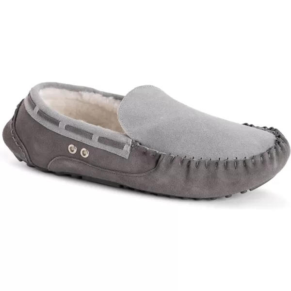 MUK LUKS Mens Everett Moccasin SlippersDark Grey