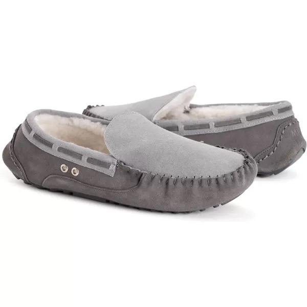 MUK LUKS Mens Everett Moccasin SlippersDark Grey