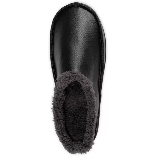 MUK LUKS Mens Faux Leather Clog SlipperBlack