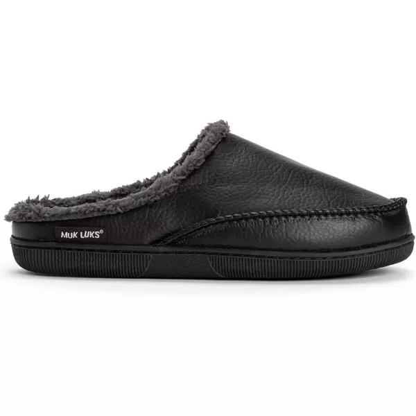 MUK LUKS Mens Faux Leather Clog SlipperBlack