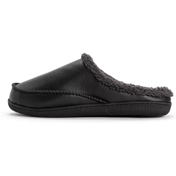MUK LUKS Mens Faux Leather Clog SlipperBlack