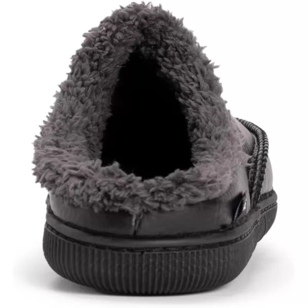 MUK LUKS Mens Faux Leather Clog SlipperBlack