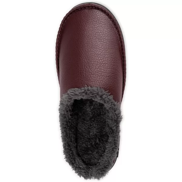 MUK LUKS Mens Faux Leather Clog SlipperBrown