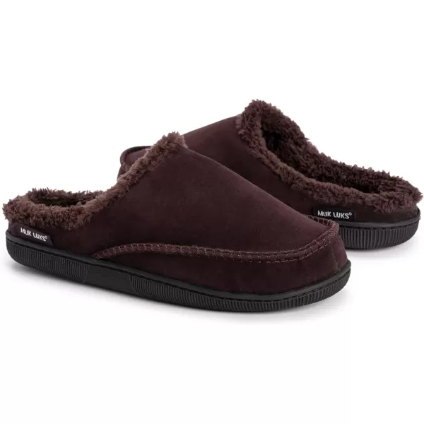 MUK LUKS Mens Faux Suede Clog SlipperBrown