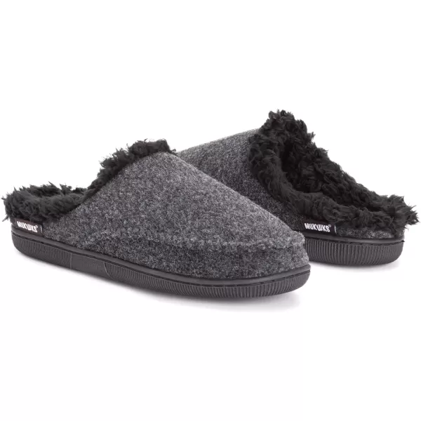 MUK LUKS Mens Faux Wool Clog SlippersBlack