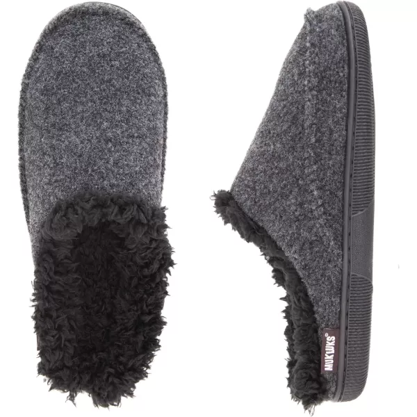 MUK LUKS Mens Faux Wool Clog SlippersBlack