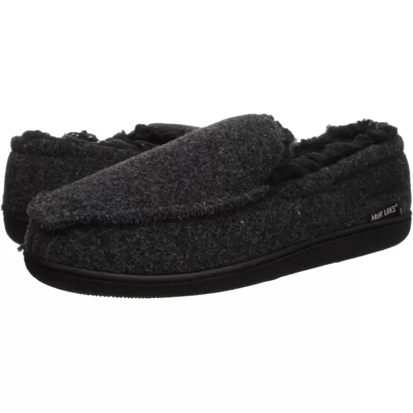 MUK LUKS Mens Faux Wool MoccasinBlack